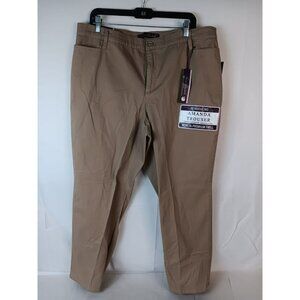 Gloria Vanderbilt Amanda Trouser 16W Khaki Tummy Slimming Panel / Classic Rise